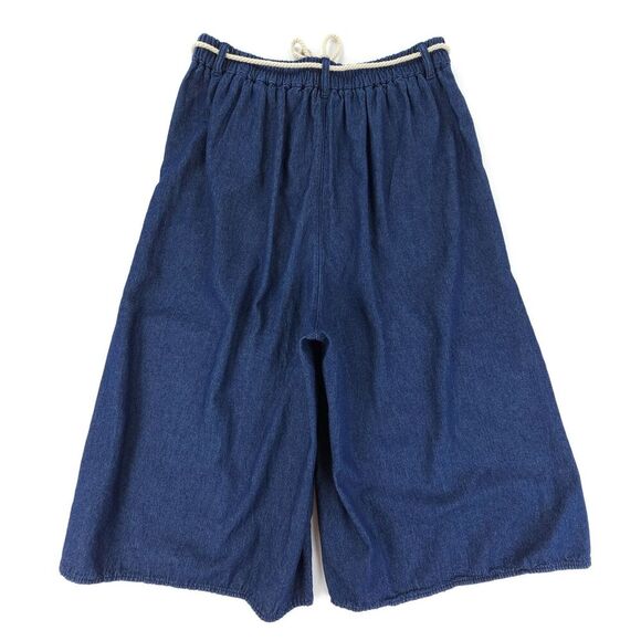 UNIQLO GU Tie Waist Culotte Wide Leg Awkward Length Denim Pants Lagenlook Boho - Picture 6 of 8